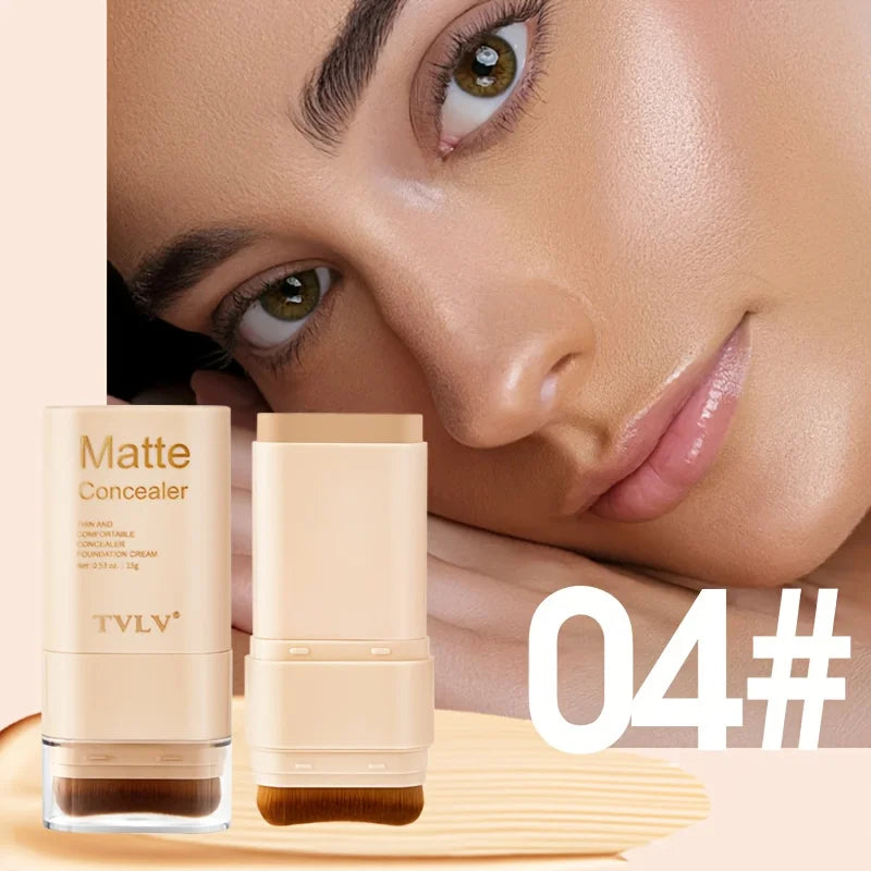 2-In-1 Concealer Eraser Dual-Head Foundation Stick With Brush For All Skin Tones Waterproof Non-Caking Nine Colors 15G