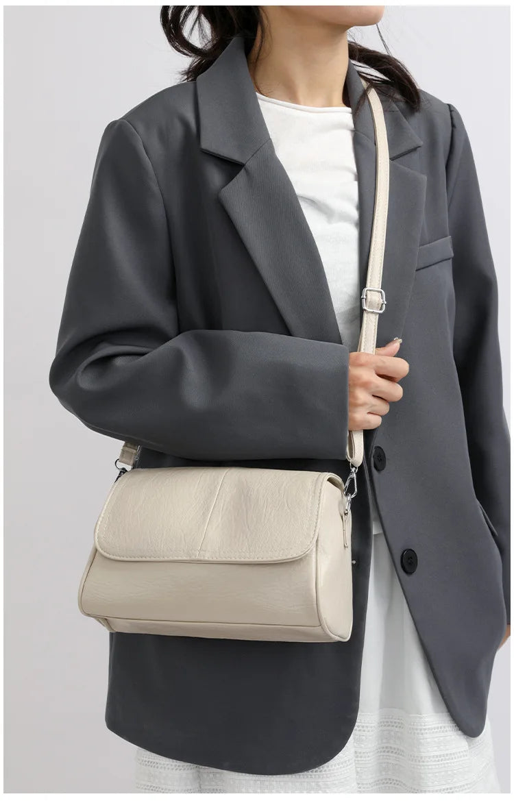 Retro Oil Wax Leather Crossbody Bag,with Textured and Vintage Feel,Simple and Elegant Flap Design,and Adjustable Shoulder Strap