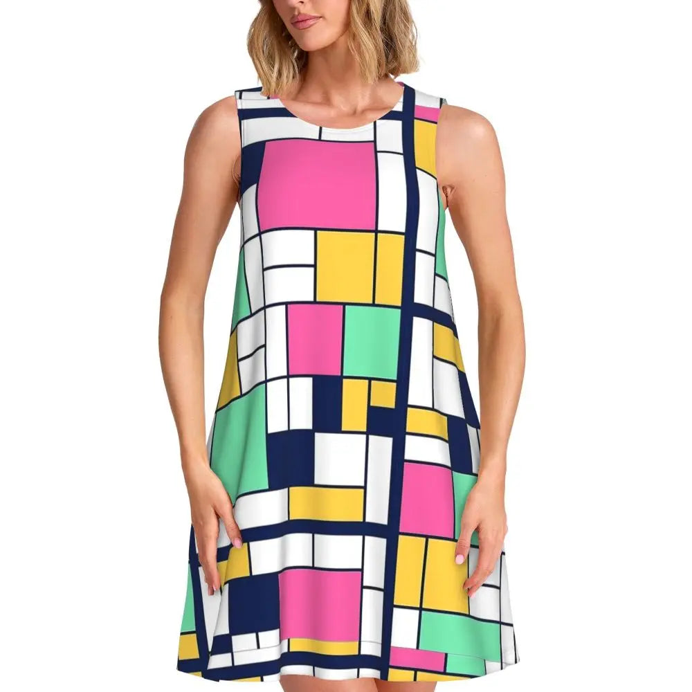 Music Note Colour Style Dress Boho Dresses Spring Aesthetic Oversized Tank Dress New Arrival Female Printed Vestido