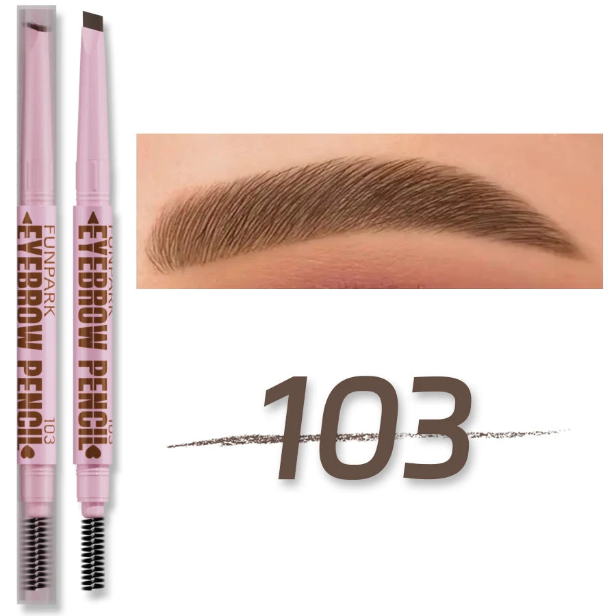 Lápiz de cejas 2 en 1 impermeable de larga duración para mujer, doble punta con 5 opciones de color, pincel tipo tatuaje