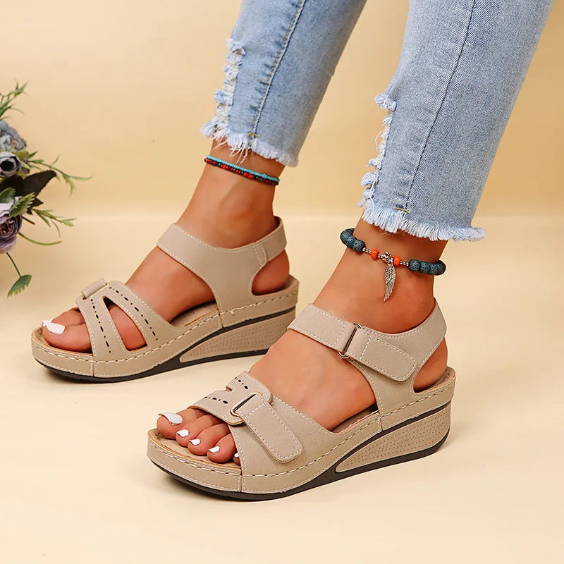 Women's Wedge Platform Sandals - Open Toe Casual Beach Shoes