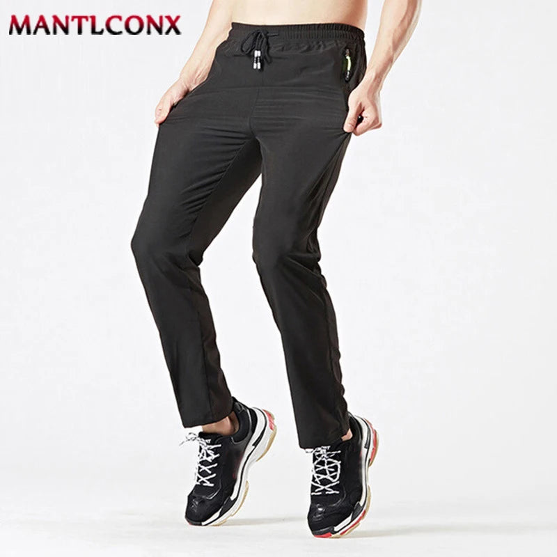 Thin Summer Stretch Pants with Zipper Pockets Quick Dry Hiking Camping Trousers Men Gym Fitness Jogging Running Sports Pants Men