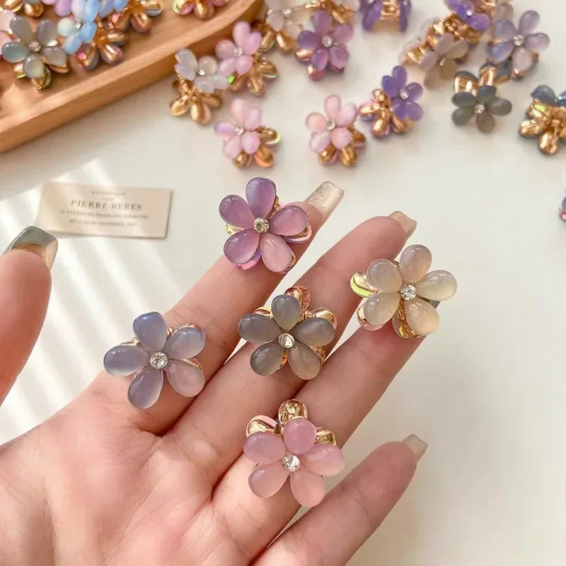 1/10pcs Cute Mini Flower Hairclip Claws Women Girls Colorful Opal Hairpins Sweet Small Headdress Barrettes Accessories