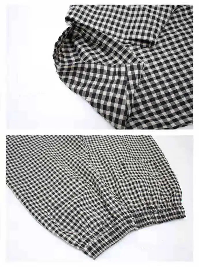 Summer Plaid Fashion Haren Pants Women High Street Casual Loose Pockets High Waist Pure Cotton All-match Comfortable Trousers