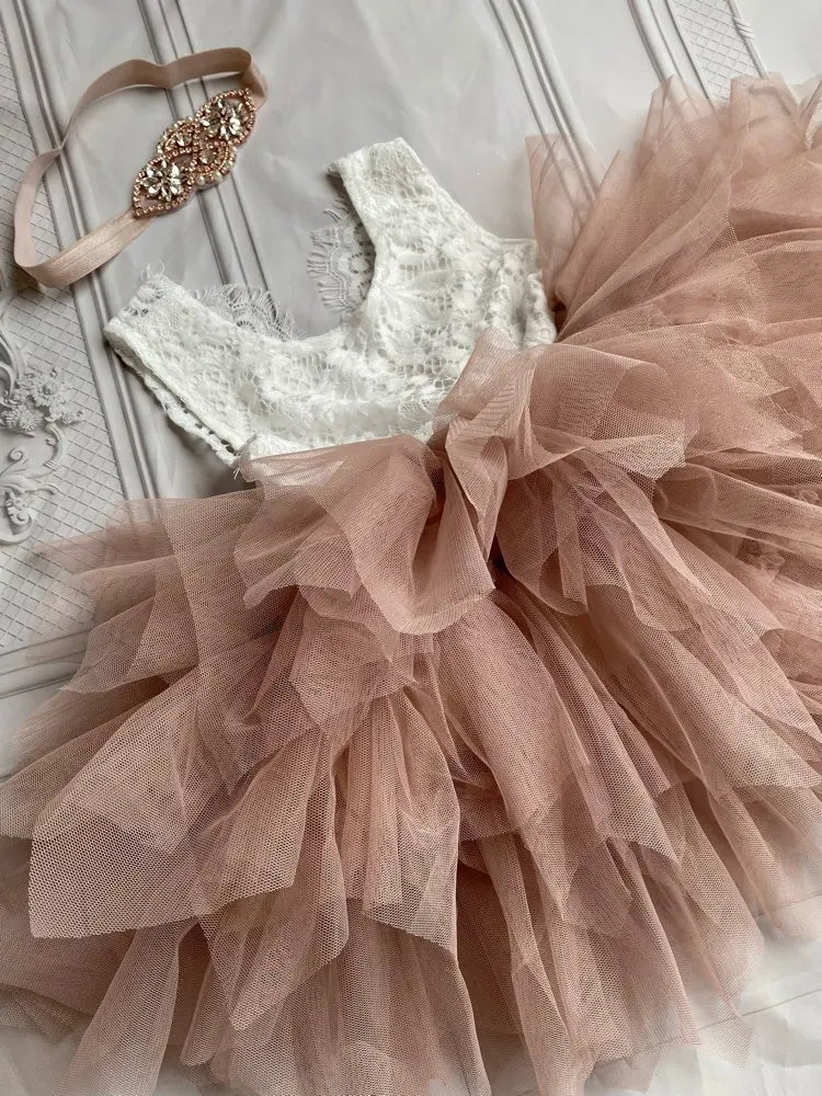 2016 New  Baby Kids Lace Cake Tutu Party Dress Children Princess Dresses Flower Girl Dress Patterns