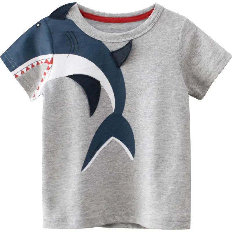 Tsaujia Boys' Short Sleeve Cotton T-Shirt - Cartoon Print Active Top