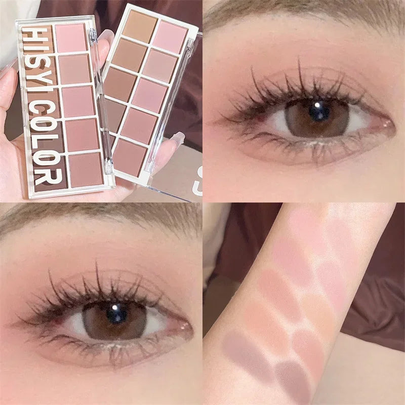 10 Colors Shimmer Matte Eyeshadow Palette Nude Glitter Shiny Pigment Eye Shadow Long Lasting Waterproof Make Up Palette Cosmetic