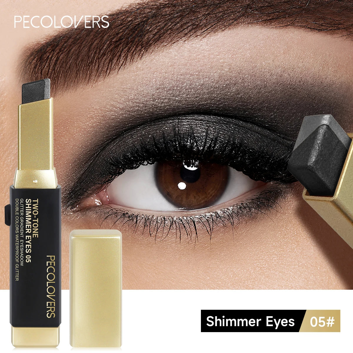 Dual Color Eyeshadow Stick Waterproof Glitter Metallic Shadow Long Lasting For Bold Eye Looks