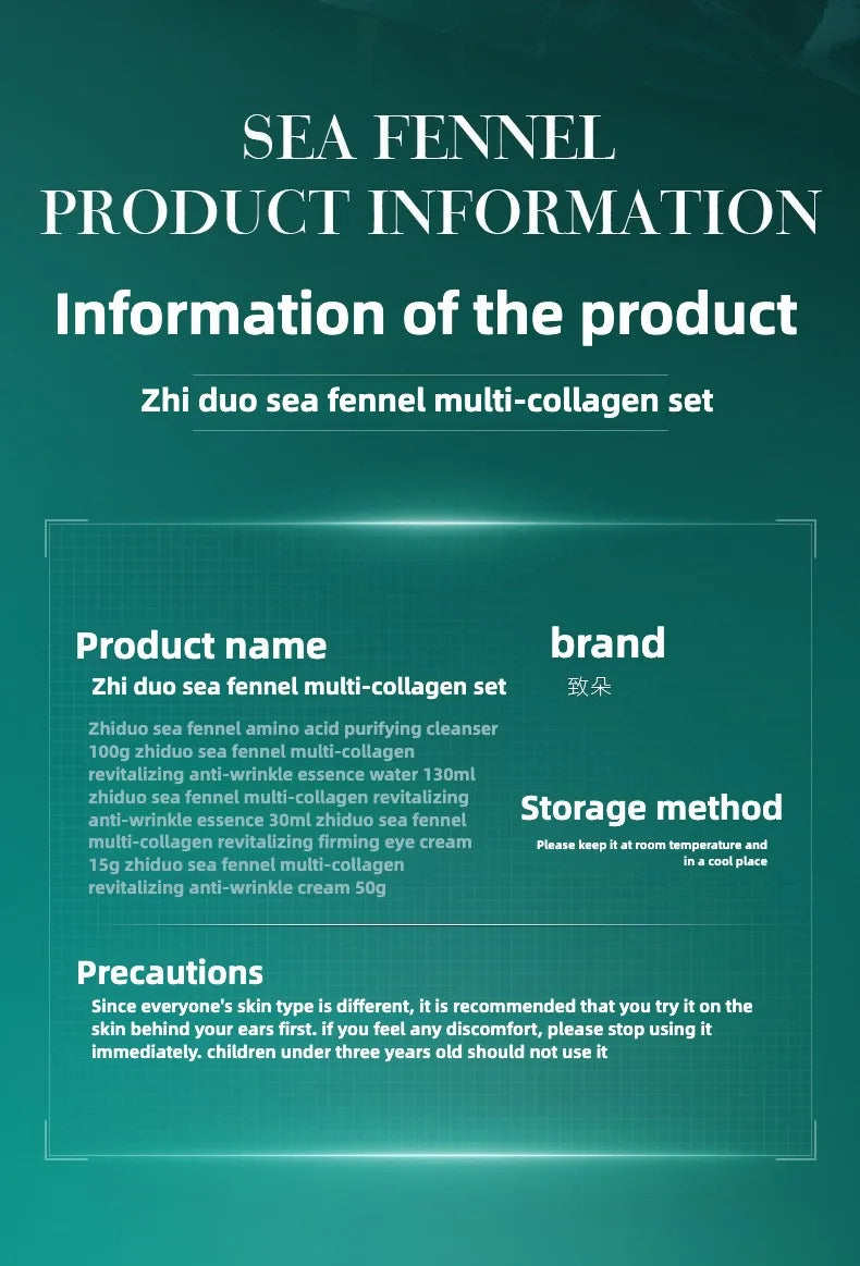 Sea Fennel Multi-Collagen Set Reduces Fine Lines Repairs Skin Hydrates  Brightens Anti-Aging Firming Skincare