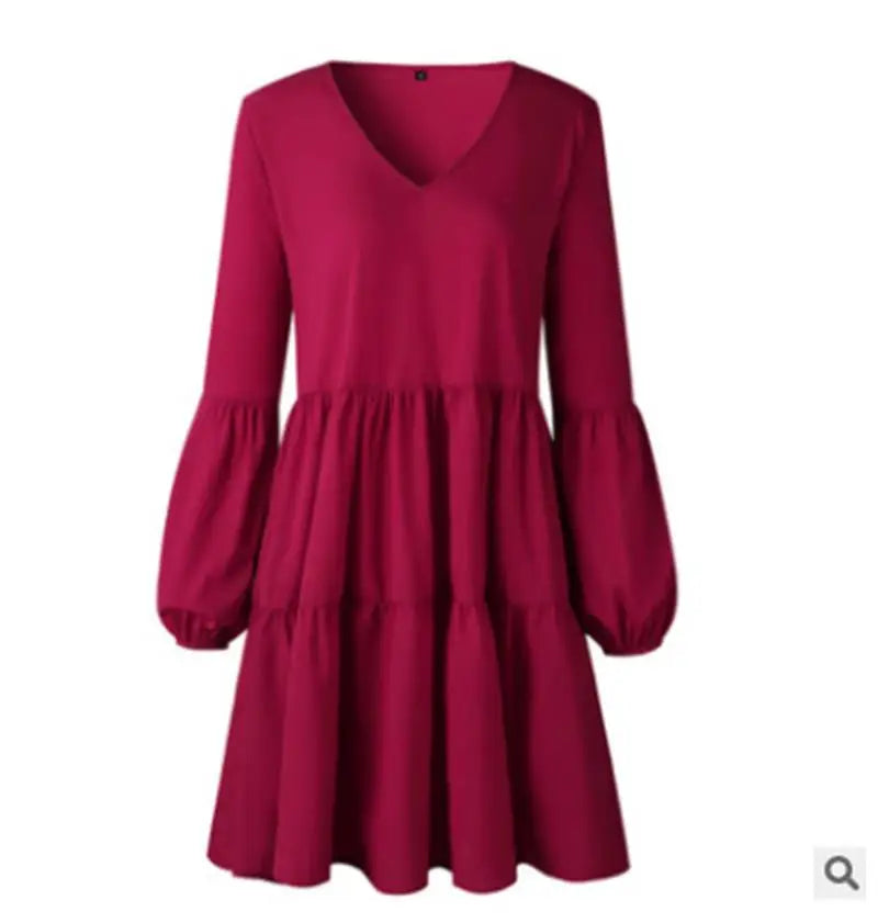 plus Size Autumn Clothes 2024 Women's V-Neck Long Sleeve Dress Ladies Fashionable Elegant Style Single Piece All Seasons