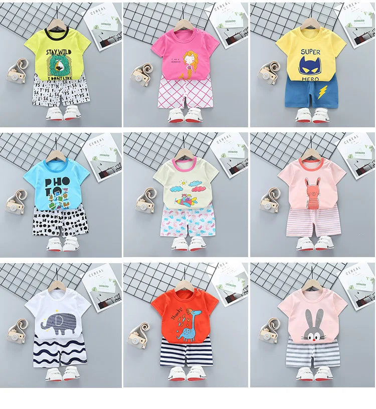 Children's Unisex Cotton T-Shirt and Shorts Set - Summer 2-Piece Outfit