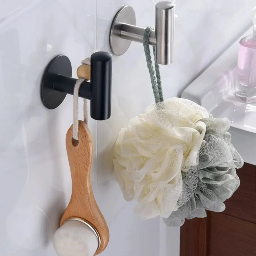 Ganchos Autoadhesivos de Acero Inoxidable Adhesivos de Pared Ganchos Colgantes Soporte para Abrigos Llaves Toallas Bolsos Sombreros Accesorios de Almacenamiento para el Hogar