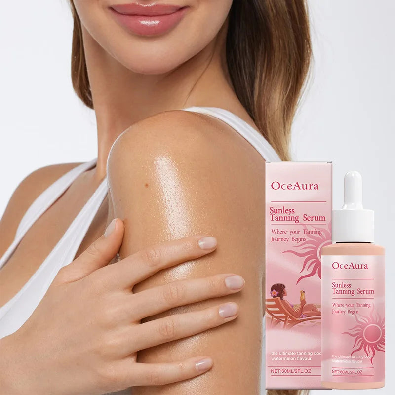 Self Tanning Drops Natural Herbal Enhance Skin Melanin Liquid Bronzer Tanner Body Face Prevent Sunburn Sunless Tanning Products