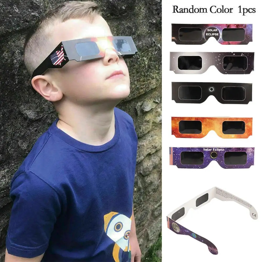 5PCS Solar Eclipse Glasses Anti-uv Glasses Safe Direct Sun Viewing Random Color Paper Frames for Adults Kids Watch Solar Eclipse