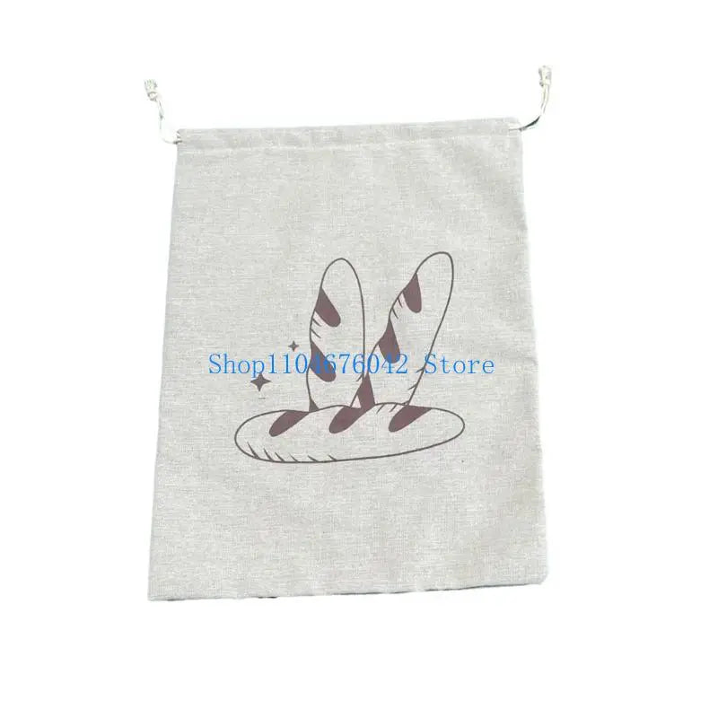 652F Bolsas de Lino Prácticas con Cordón para Pan Envasado Sostenible y Transpirable Perfectas para Pan, Frutas y Aperitivos