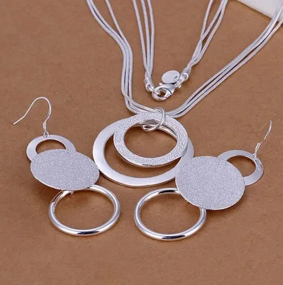Charms 925 Sterling Silver Wedding Jewelry Set For Women Pendant Necklace And Earrings Top Quality