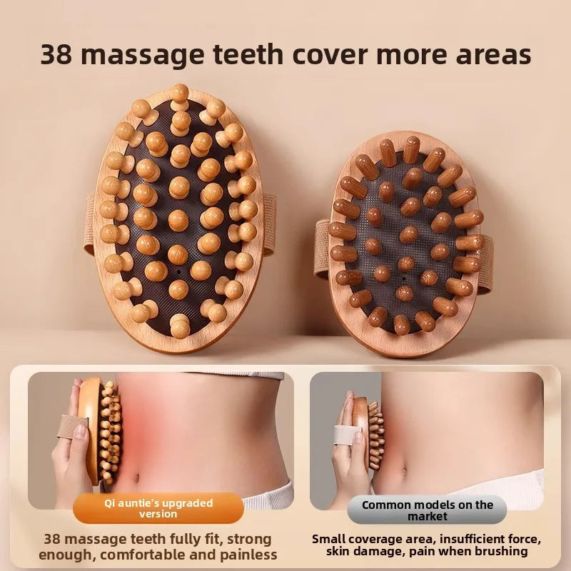Home massage comb, beech wood meridian brush, universal for the whole body to clear meridians, abdominal and leg massage device