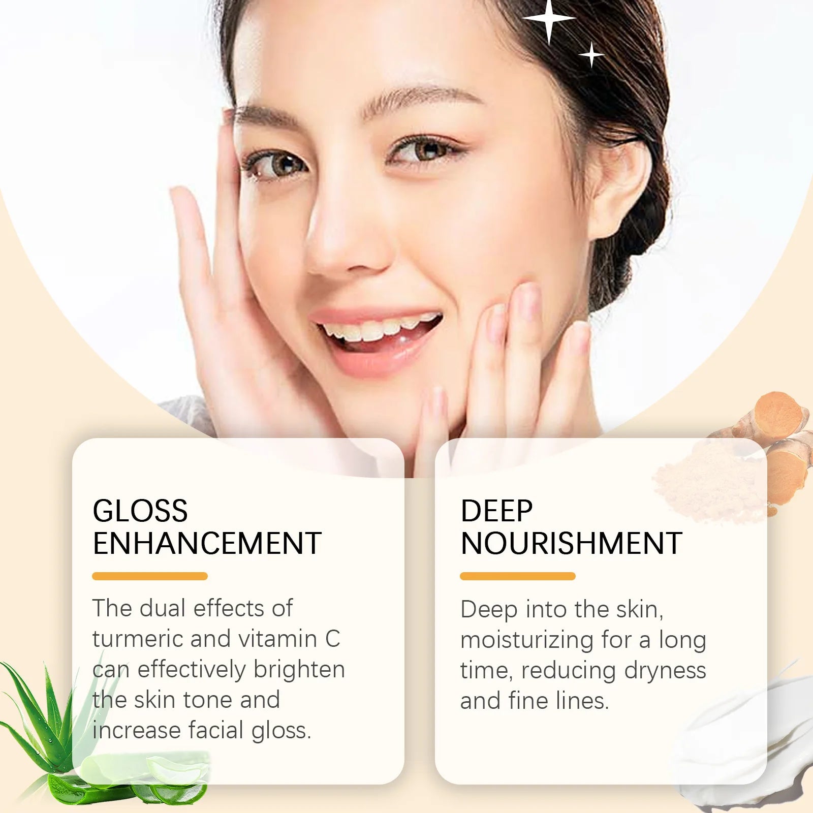 Turmeric Cleanser Oil Control Dark Spot Removal Anti Acne Deep Cleansing Shrink Pore Brightening Moisturizing Vitamin C Cream