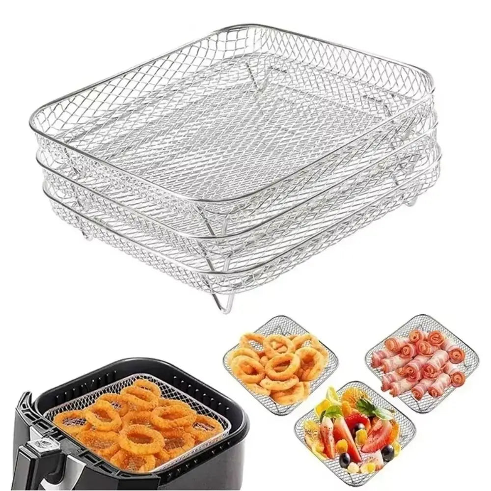 Cesta para asar de acero inoxidable antiadherente Bandeja para freidora de aire Rejilla de alambre Rejilla para freidora de aire Cesta apilable para asar Accesorios de cocina