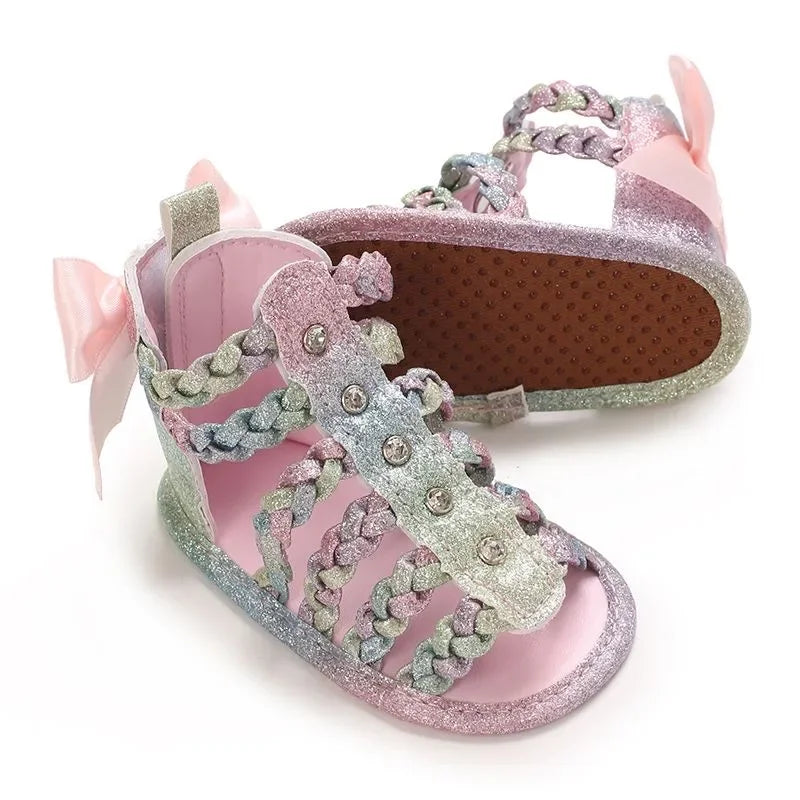 Spring and Summer High-Top Breathable Sandals for Baby Girls 0-12 Months Soft-Soled Toddler Shoes