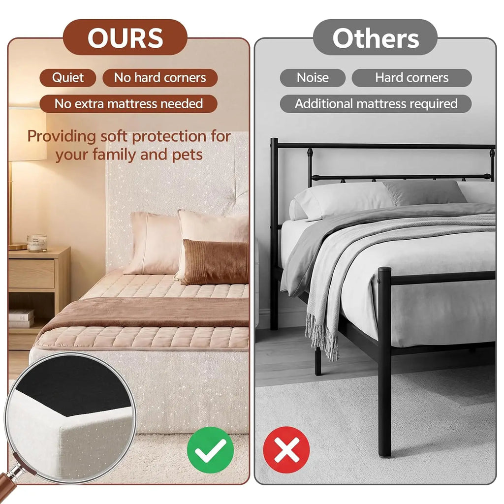 Queen Boneless Bed Frame and Headboard, Cloud Platform Bed, Assembly-Free | Upholstered Bed Frame with Headboard,, Customized