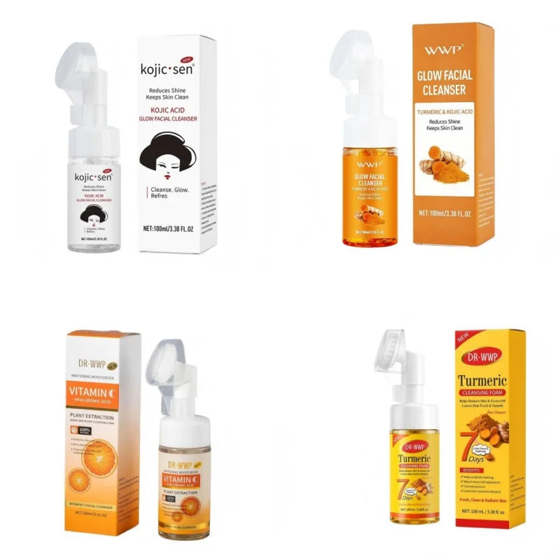 Turmeric Kojic Acid Facial Cleanser Refreshing Moisturizing VC Cleansing Mousse Gentle Cleaning Oil Control Brighten Skin Tone