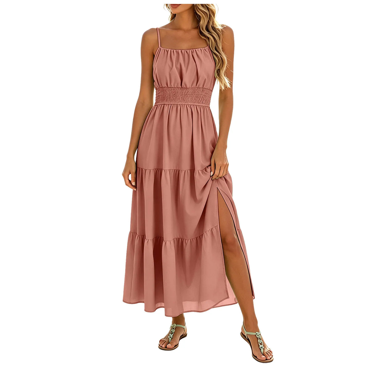 Casual Ruffle Dresses For Women Womens Solid Round Neck Short Sleeved Patchwork Long Skirt Is Fashionable And Vestidos Elegantes