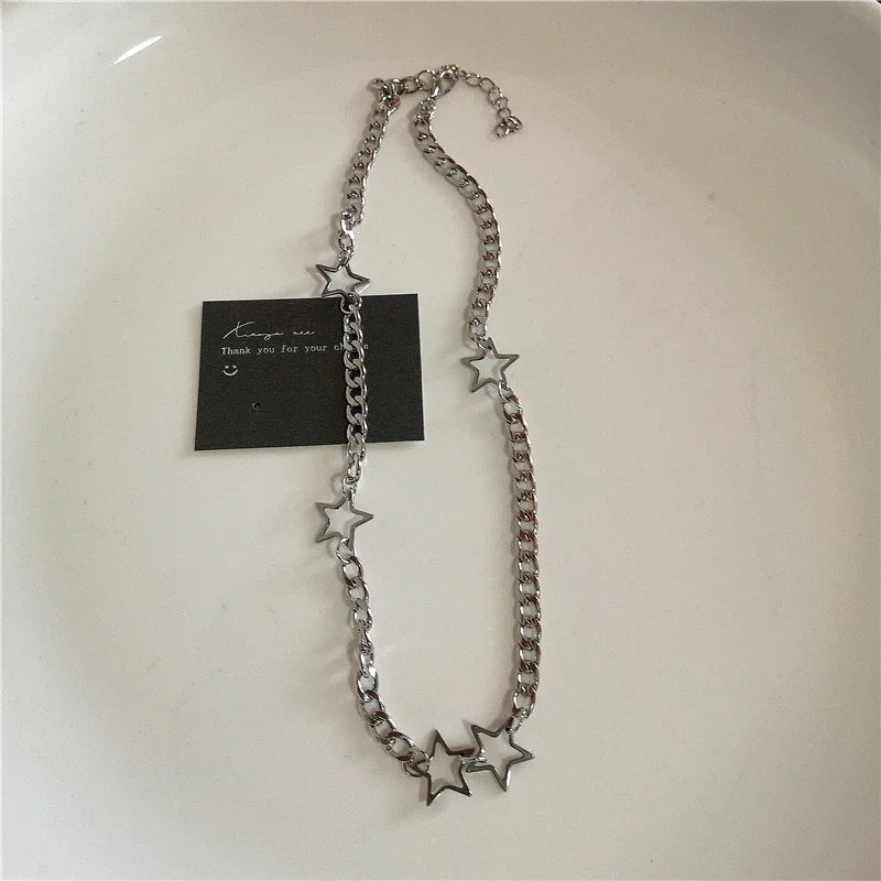 Punk Gothic Red Glass Cross Heart Pendant Pearl Necklace For Women'S Men Hip Hop Y2K 90S Short Choker Charms Jewelry Accessories