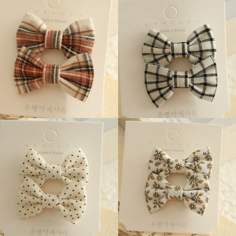AITOUSHI Girls' Cotton Bow Hair Clips - Handmade Classical Headwear