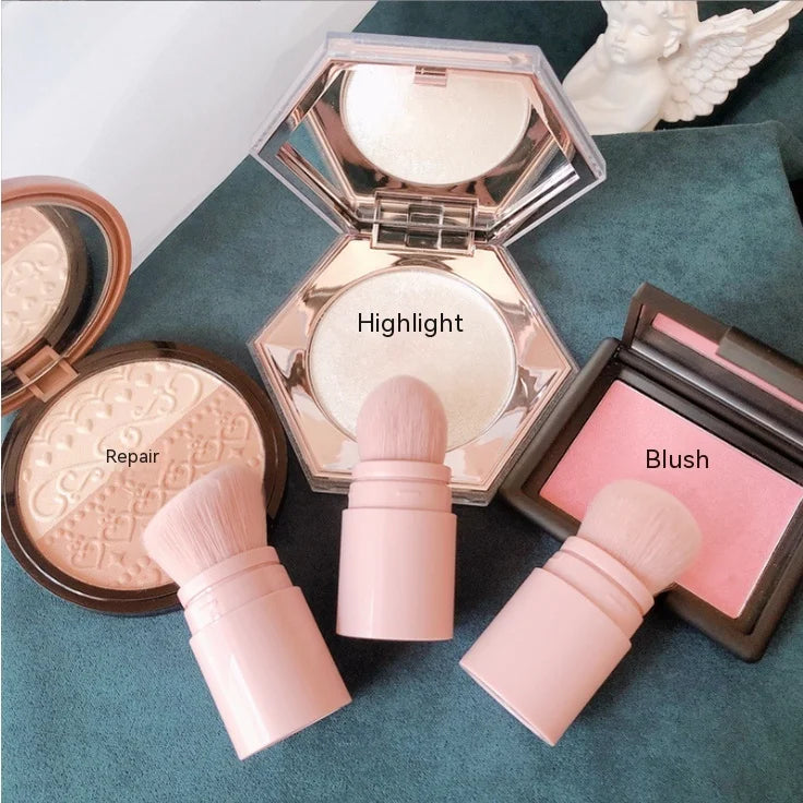 Loose Powder Foundation Brush Multi Functional Nail Beauty Tool Portable Mini Retractable Makeup Brush Soft Bristles Blush