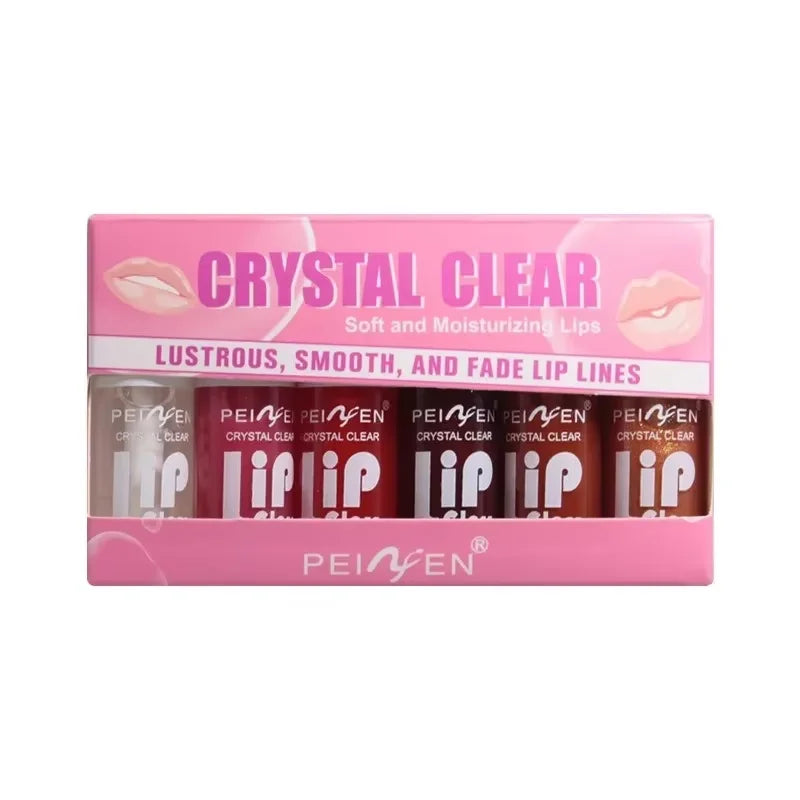 6Pcs Moisturizing Lip Gloss Transparent Lip Oil Hydrating Lip Glaze Lip Plumper Hydrating Make Up Liquid Lipstick Lips Cosmetics
