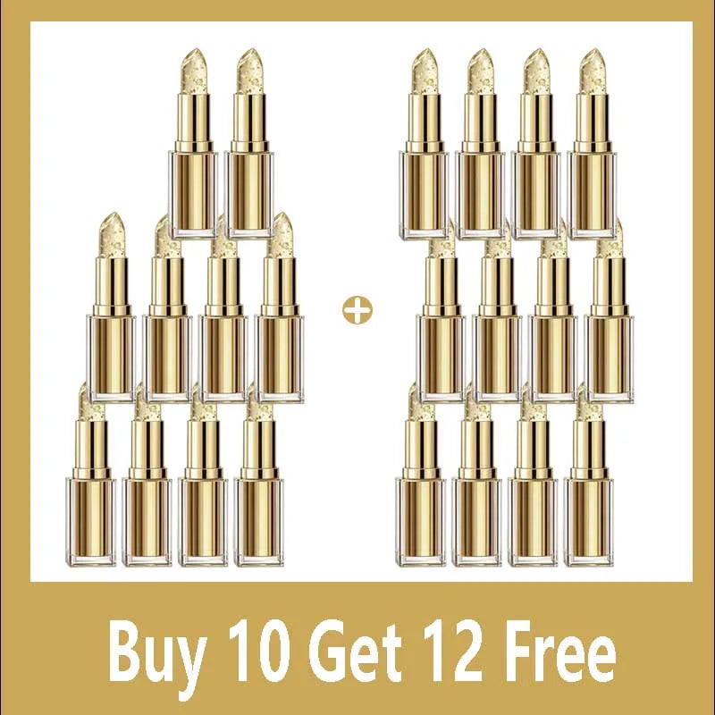 Color Changing Lipstick With Gold Flecks Moisturizing High Shine Fade Lip Line Lip Gloss Non Greasy Non-stick Hydrating Lip Balm