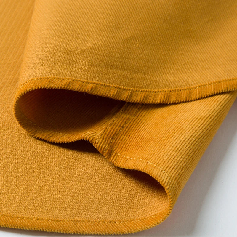 Autumn Winter Men Long Sleeve Regular Fit Business Solid Corduroy100% Cotton Casual Shirt For Mens Office Shirts With Pocket