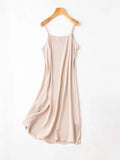 SuyaDream Women's Silk Dress - 93% Silk 7% Spandex Spaghetti Strap