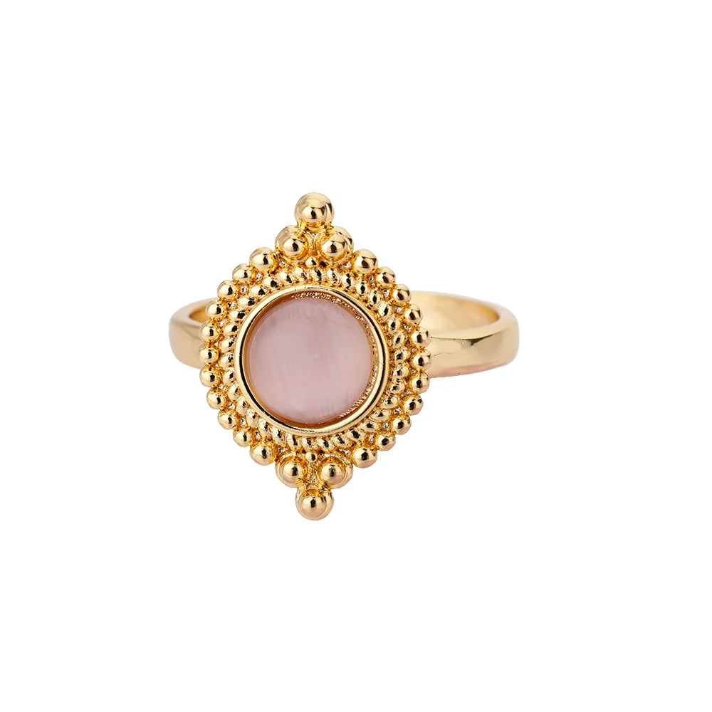 Stainless Steel Opal Rings For Women'S Aesthetic Water Drop Gold Color Wedding Ring Waterproof Jewelry Finger Accessories Gifts