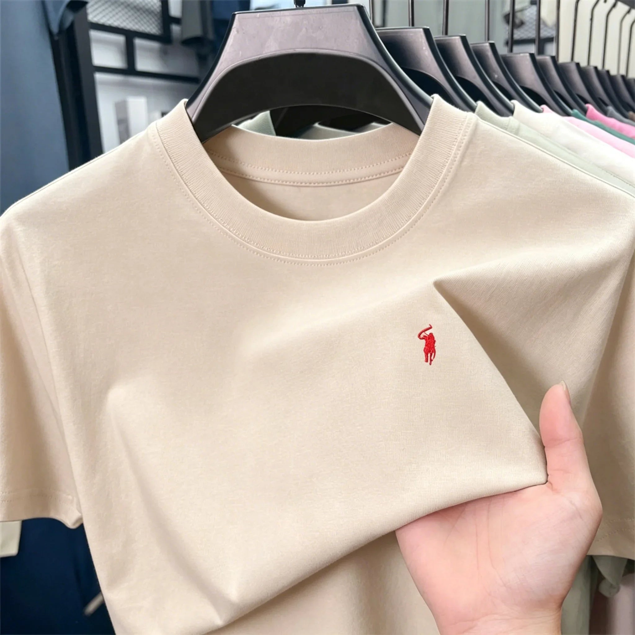 100_ cotton men's short sleeve T-shirt fashion brand Paul Pony embroidery summer new high-end comfortable casual round neck top