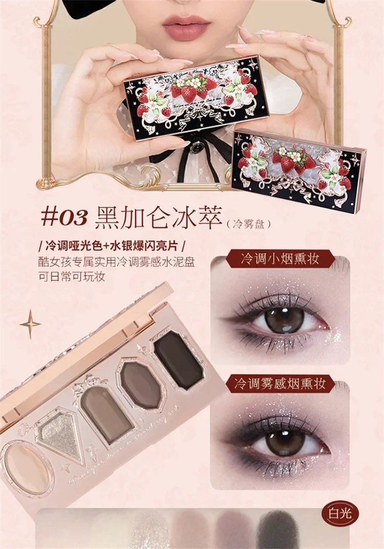Flower Knows Series Shell Strawberry Angel Moonlight Mermaid Jewel Eyeshadow Palette 5 Colors Pearlescent Mashed Potatoes