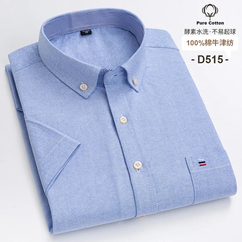 Men's Casual Short Sleeve Shirt - 100% Cotton Classic Fit 7XL