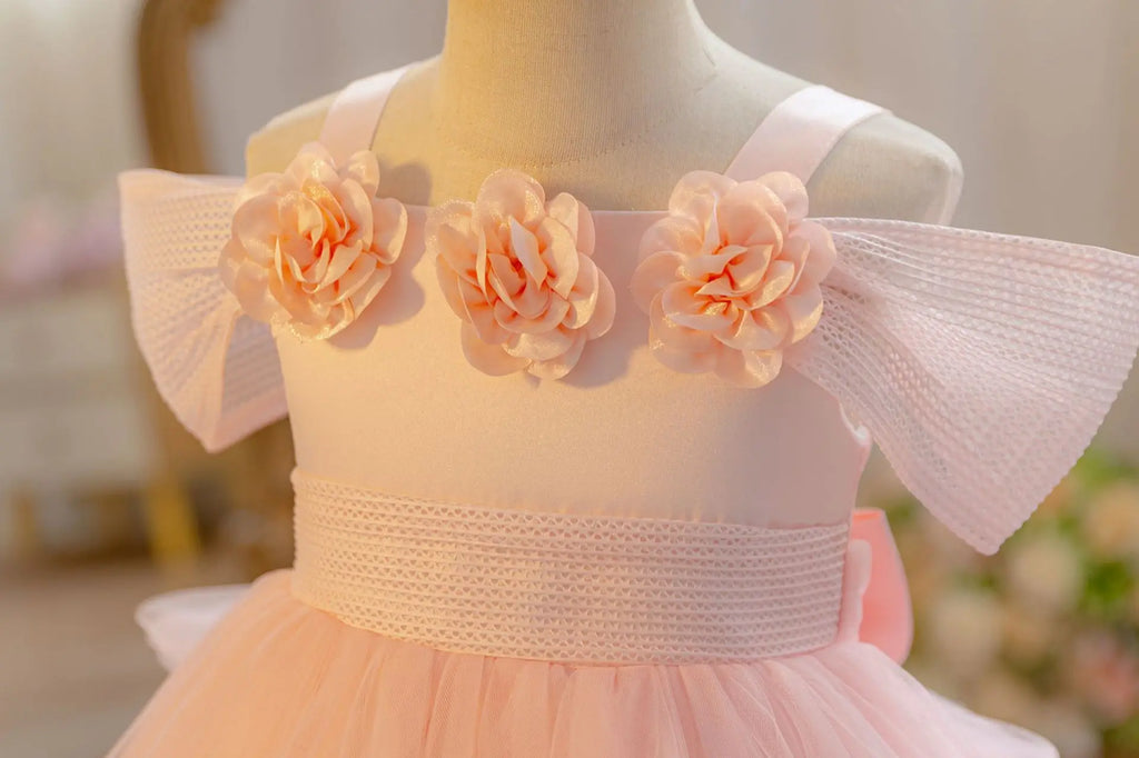 HETISO Children's Birthday Dress Off-the-shoulder Party Princess Wedding Holiday Ball Gown For 1-5 Years