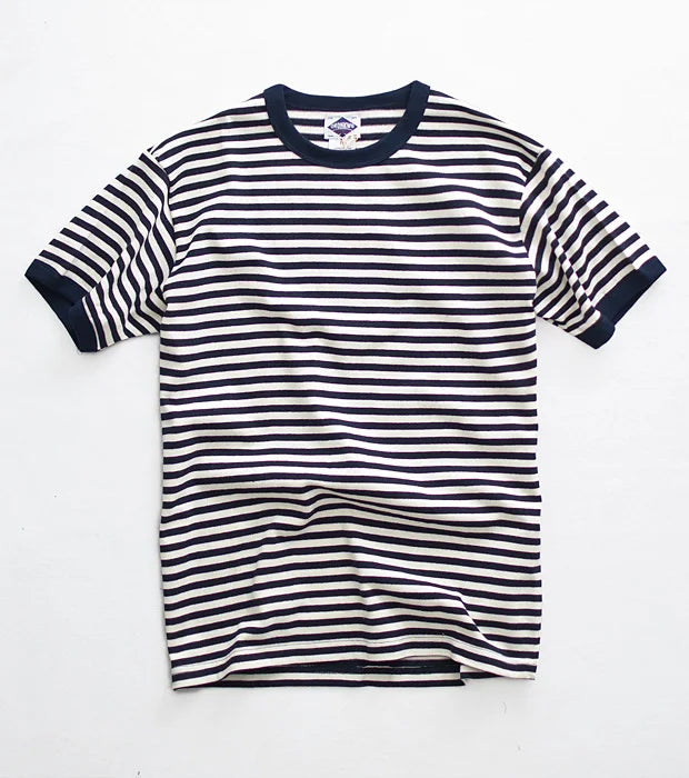 Heavyweight 280Gsm American Vintage T-Shirt Khaki 100% Cotton Sailor Tees Blue White Striped Sea Soul Tops For Men Summer Tops