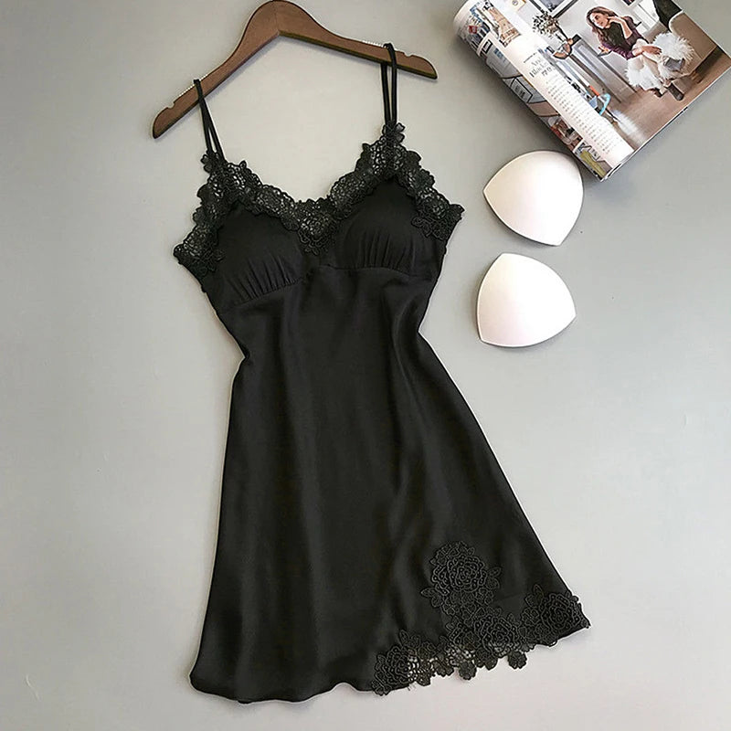Sexy Pajamas Women'S'S Silk Suspender Nightdress Ladies Spring And Summer Ice Silk Thin Halter Home Service Satin Night Dresses