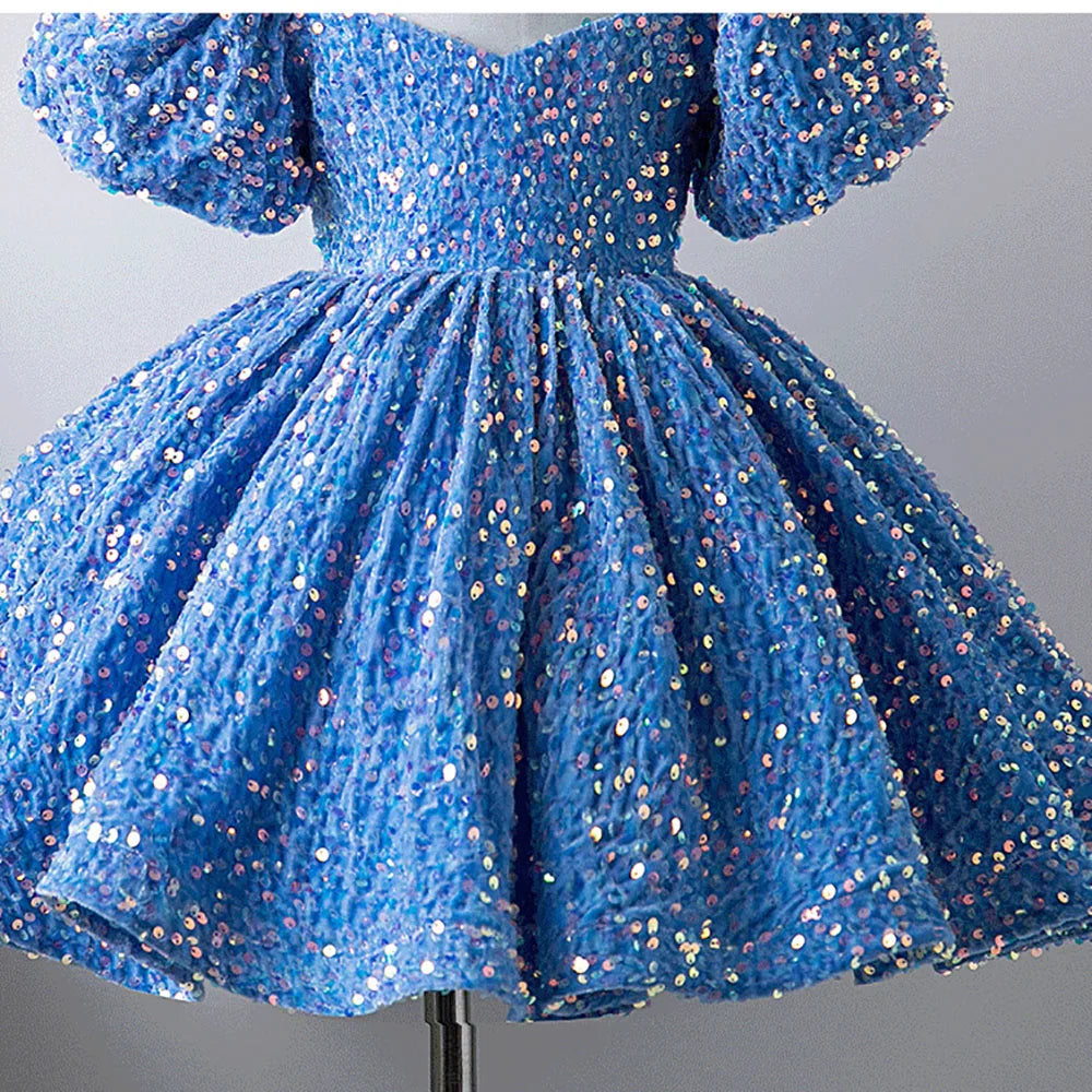 HETISO Girls Party Dresses High-End Sequined Violin Birthday Costume Gown for Piano Performance Princess New Year