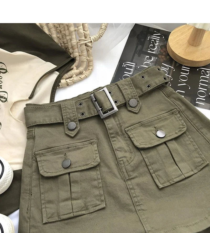 2026 Summer Safari Style Women Denim Pantskirt High-waist Short Slim A-line Jean Skirts Lady Anti-expose Lining Wide-leg Shorts