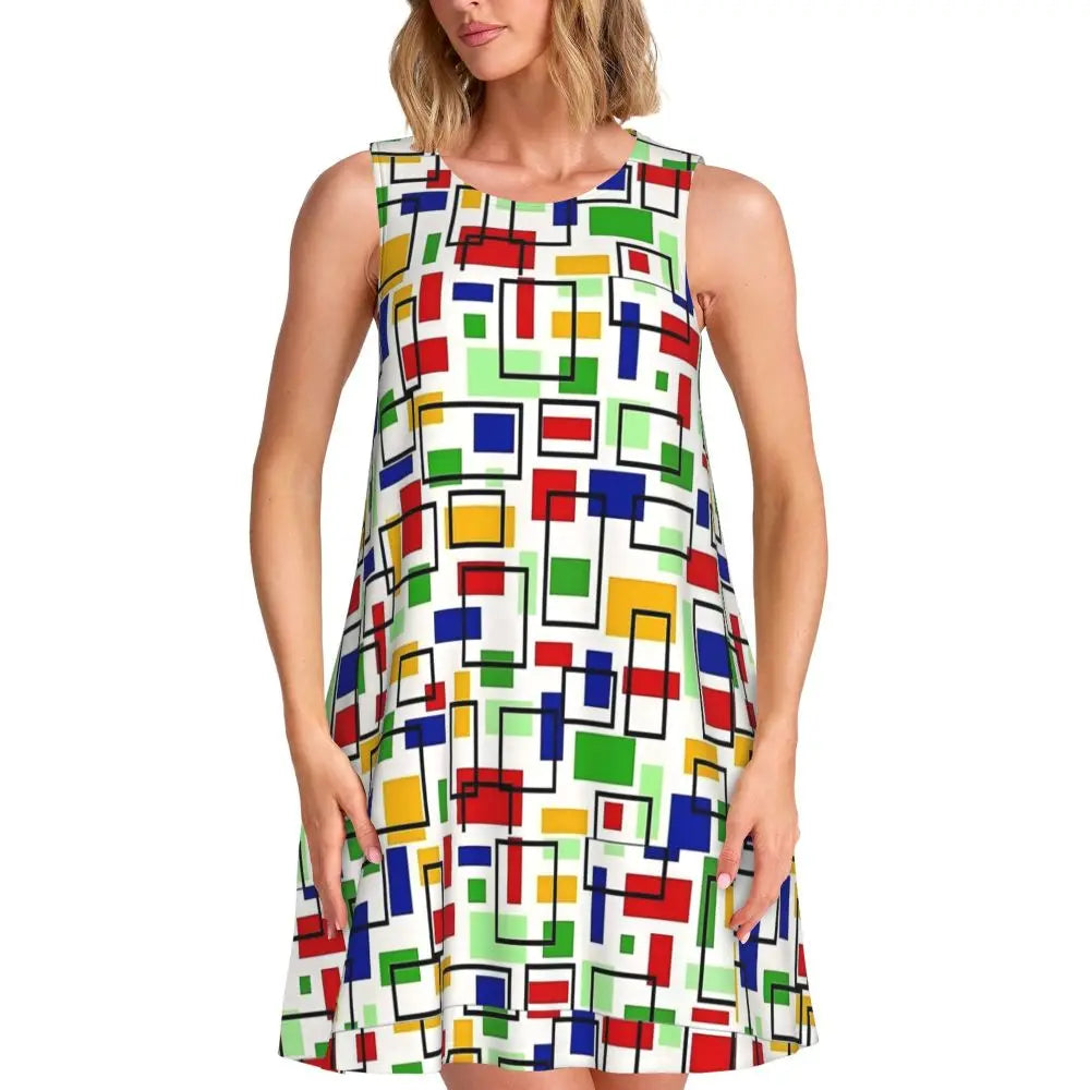 Music Note Colour Style Dress Boho Dresses Spring Aesthetic Oversized Tank Dress New Arrival Female Printed Vestido