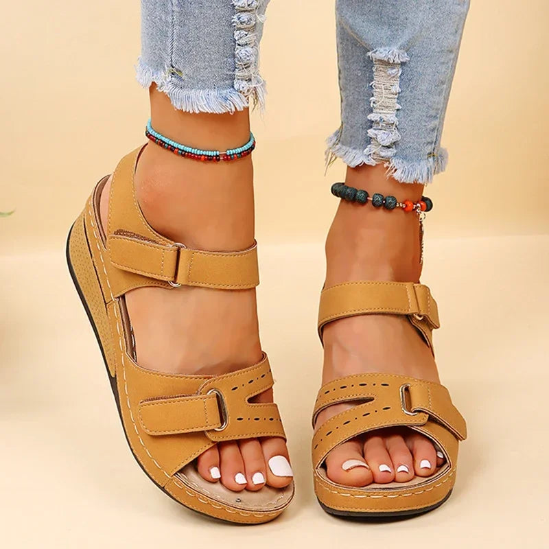 Women's Wedge Platform Sandals - Open Toe Casual Beach Shoes