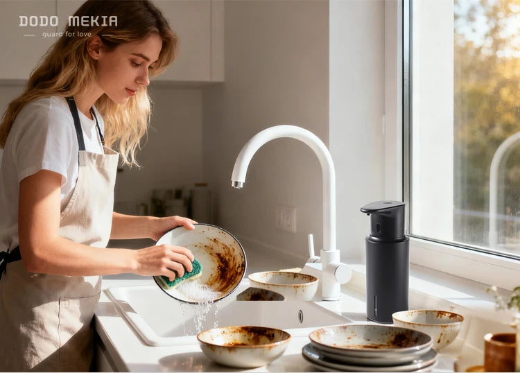 Dispensador de jabón de cocina de 480 ml con sensor automático, máquina de desinfectante de manos, dispensador de jabón eléctrico inteligente para gel de baño, acero inoxidable 304