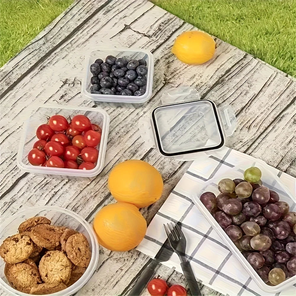 Juego de Recipientes Transparentes para Alimentos - Apto para Microondas, Fiambrera Multifuncional de Plástico con Tapa + 24 Etiquetas de Pizarra