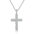 Knobspin 5.5Ct Moissanite Cross Necklace Solid S925 Sterling Silver 1.6Mm Rope Chain Necklaces For Women'S Man Christian Jewelry
