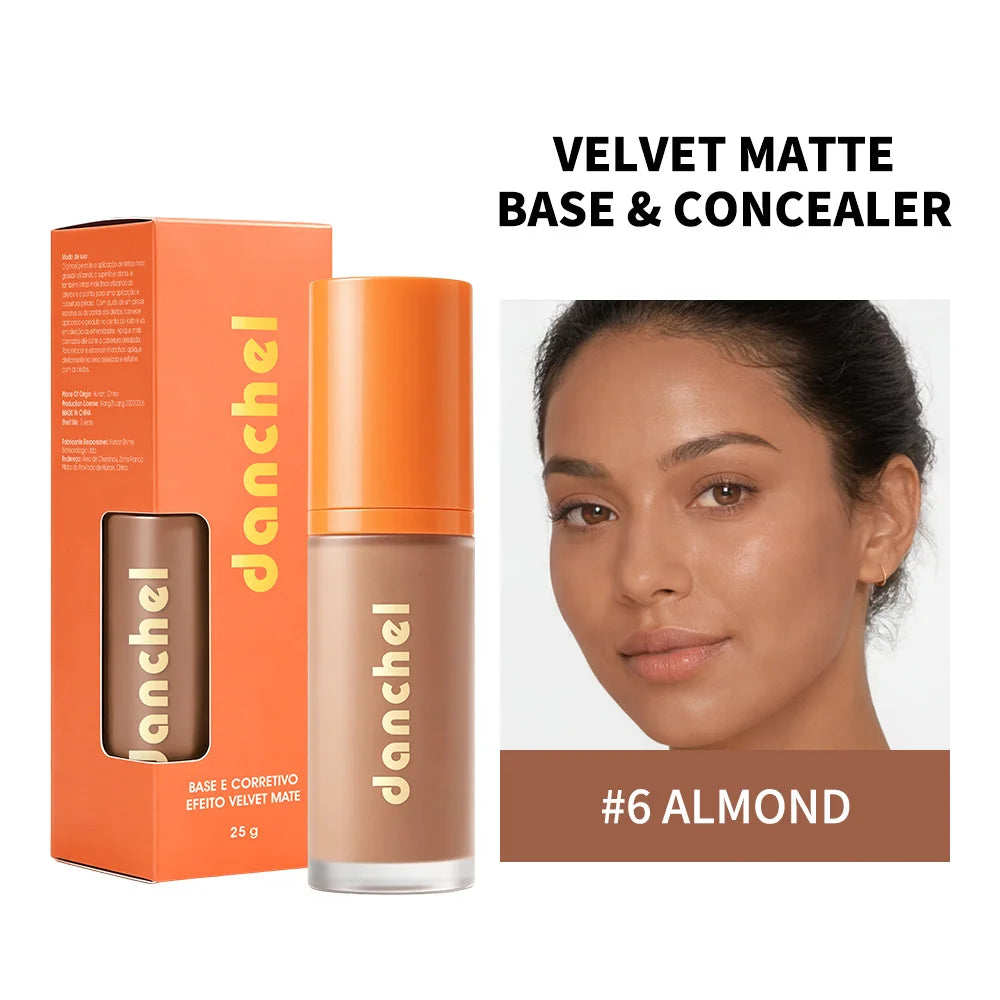2-in-1 Liquid Foundation & Concealer Buildable Coverage Velvet Matte Finish Long Lasting Sweat Resistant Natural Face Makeup