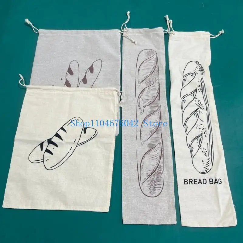 652F Bolsas de Lino Prácticas con Cordón para Pan Envasado Sostenible y Transpirable Perfectas para Pan, Frutas y Aperitivos